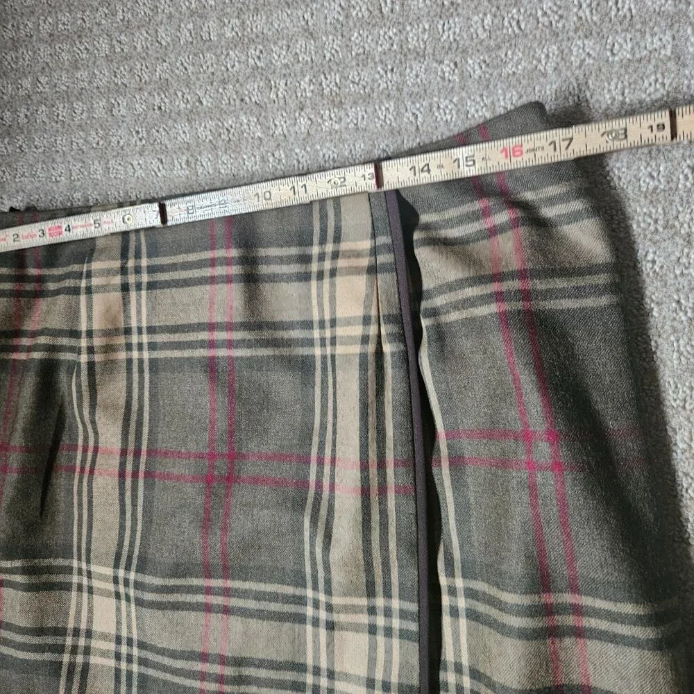 VTG Talbots Midi Skirt 100% Wool Women's SZ 14 Plaid Gray Preppy Academia Work - Picture 10 of 12